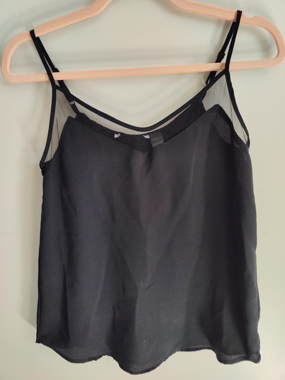 Black Mesh Trim Cami Tank Top